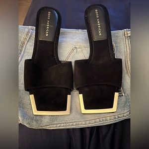 Good American black suede Kitten Heels Sz 6M